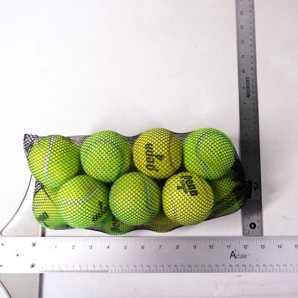 14 Tennis Racket Racquet Balls w/ Black Mesh Carry Bag Used Sporting Goods - Picture 4 of 5